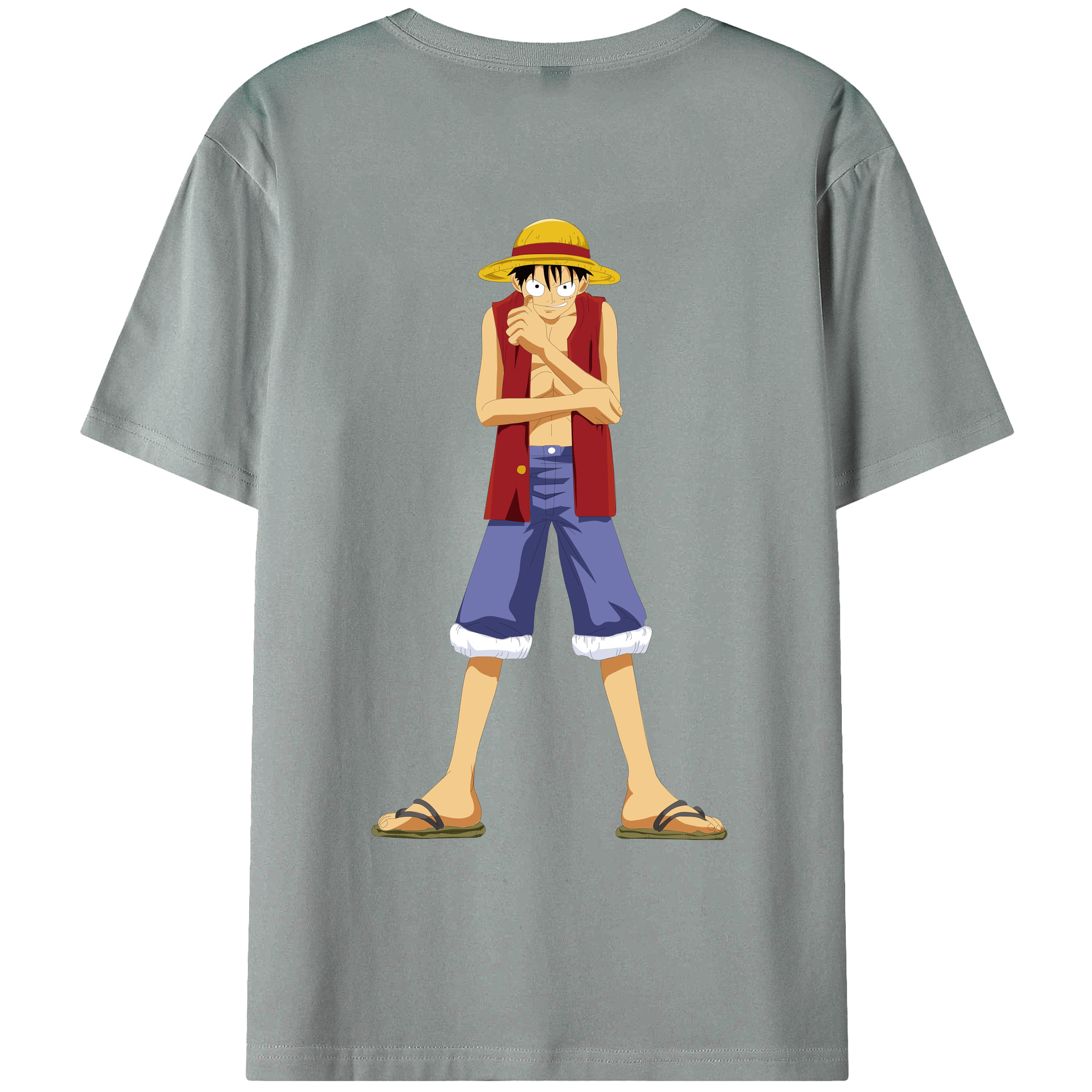 ワンピース モンキー・D・ルフィ ONE PIECE Monkey D. Luffy 綿100％ メンズ半袖Tシャツ（バックプリント） 通気性